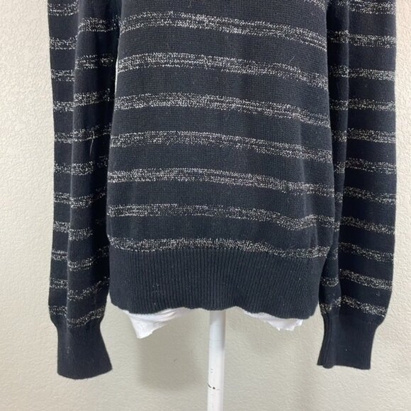Rails black silver striped cotton/cashmere sweater size small - Picture 3 of 7
